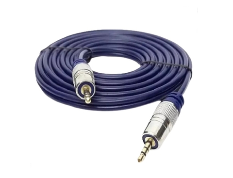 KIT 4 CABOS P2 STEREO + P2 STEREO METAL PROFISSIONAL AZUL 2M