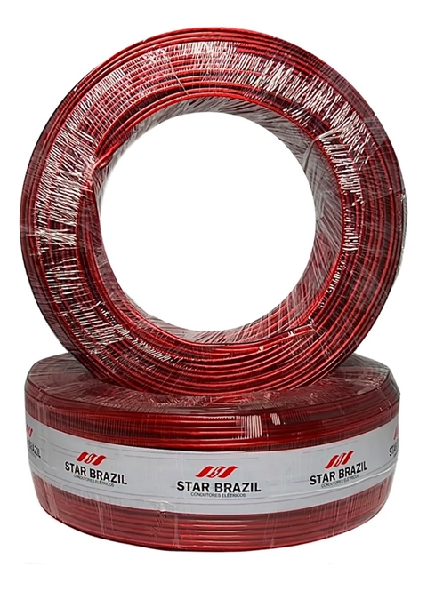 FIO POLARIZADO BICOLOR 2X0,30MM PRETO/VERMELHO - 100M ROLO