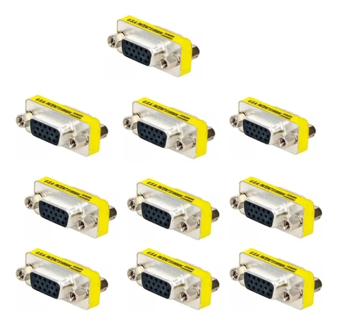 Kit 10 Emendas VGA HD15 Fêmea-Fêmea Alta Qualidade