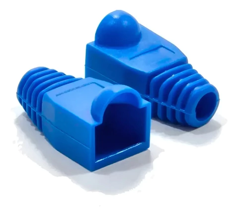 Kit 100 Capas Protetoras P/conector Rj45 Utp Cat5 Cat6 Azul