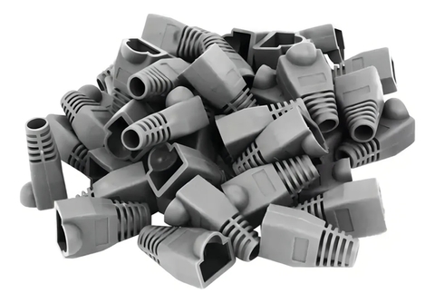Kit 100 Capas Protetoras P/conector Rj45 Utp Cat5 Cat6 Cinza