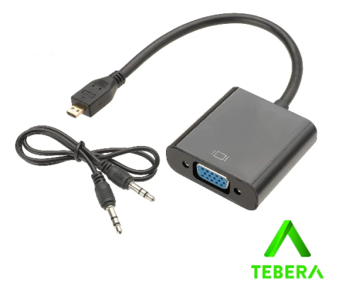 Cabo Adaptador Micro Hdmi Para Vga C/ Áudio - TEBERA