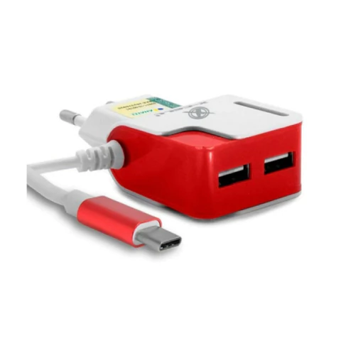Carregador Ultra Rápido Tipo C Integrado 3.1a + 2 Ent. Usb
