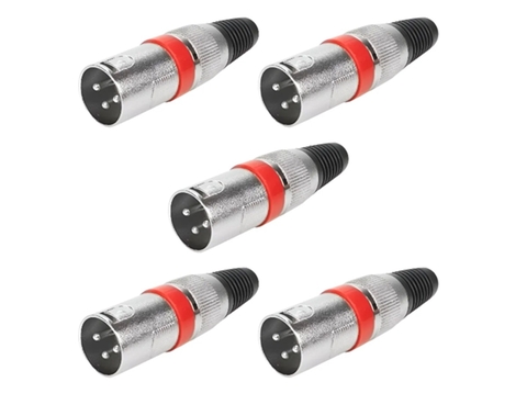 Kit 5 Plugs XL Cannon Macho Profissional Vermelho