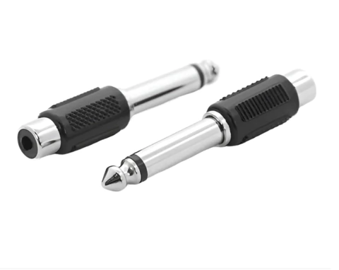Kit 5 Adaptadores P10 Mono x Jack RCA - Conectores de Áudio