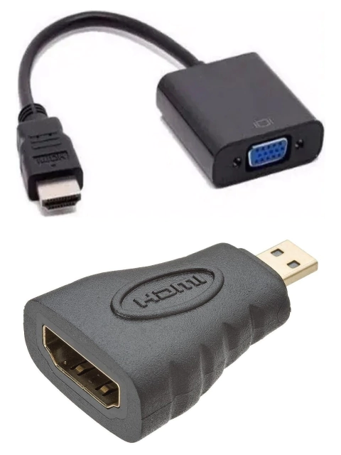 Conversor HDMI X VGA + Adap HDMI F X Micro HDMI M - TEBERA