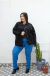 Campera de jean negro intenso con botones y cintura