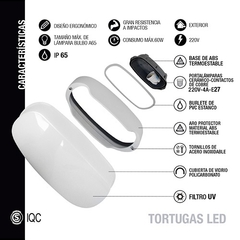 Aplique Tortuga Negra Exterior para Foco Led E27 - Urquinet