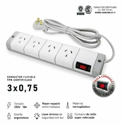 Zapatilla Binorma 4 Tomas Cable Prolongador 1,5mts - comprar online