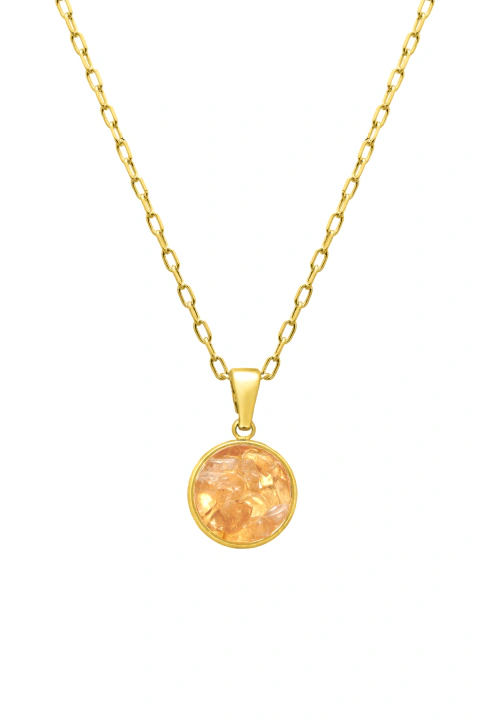 Colar Citrino Banho Ouro 18k Sol do Mar