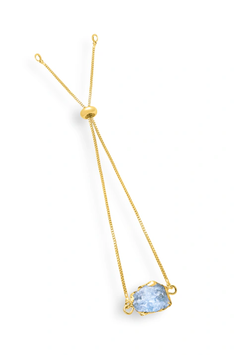 Pulseira Água-Marinha Banho Ouro 18k Corais