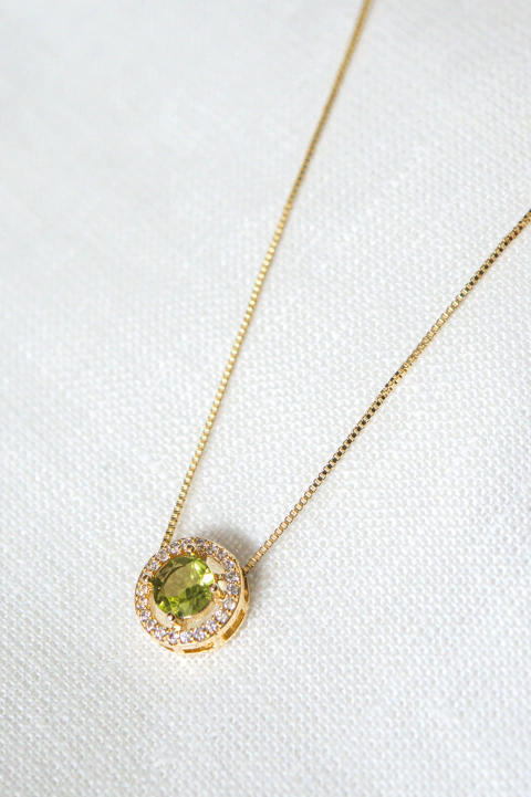 Colar Peridoto Banho Ouro 18k Luz da Aurora
