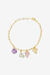 Pulseira Essência com pedras de ametista, citrino, prasiolita e quartzo rosa, montada em corrente de ouro 18k.