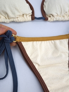 Biquini Top Cortininha com Calcinha de Lacinho Off White Recreio - Use Aquamare