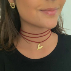 Colar Love Vinho Dourado