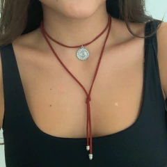 Colar Aura Prata e vinho - comprar online