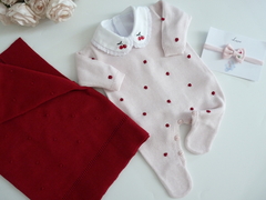 Saida de Maternidade Poás Rosa com Vermelho