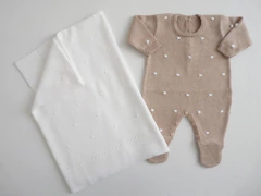 Saida de Maternidade Poa Bege /Branco - Le Joli Petit