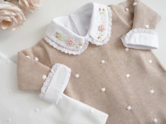 Saida de Maternidade Poa Bege /Branco - comprar online