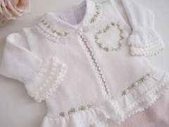 Conjunto Casquinho Coracao Branco/Rosa - comprar online