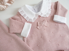 Saida de maternidade Poa Com Laço Rosê - comprar online