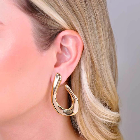 Brinco Bijuteria Luma Assimétrico Dourado