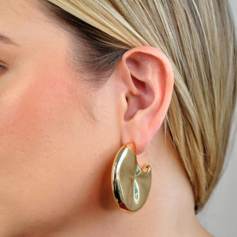 Brinco Bijuteria Argola Orgânico Pri Acessórios