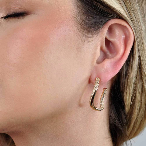 Brinco Semijoia Argola Torcida Cravejada Pri Acessórios