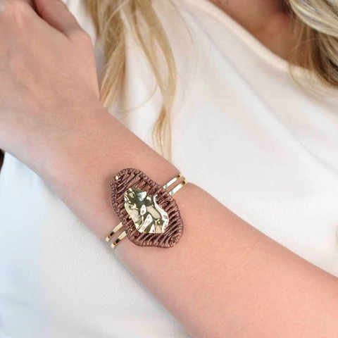 Bracelete Semijoia Dunas Orgânico Médio Dourado