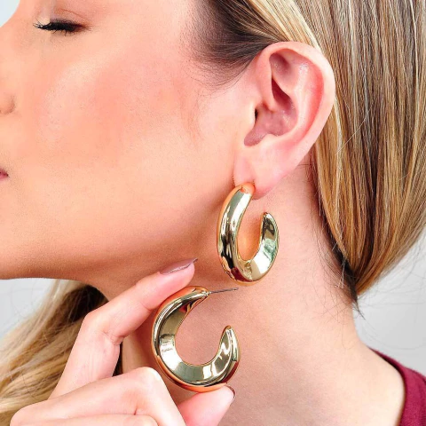 Brinco Bijuteria Argola Lisa Orgânico Pri Acessórios