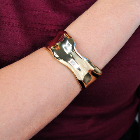 Bracelete Bijuteria Talita Fino Orgânico Dourado