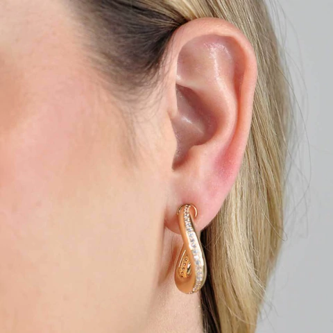 Brinco Semijoia Argola Curvada Cravejada Pri Acessórios