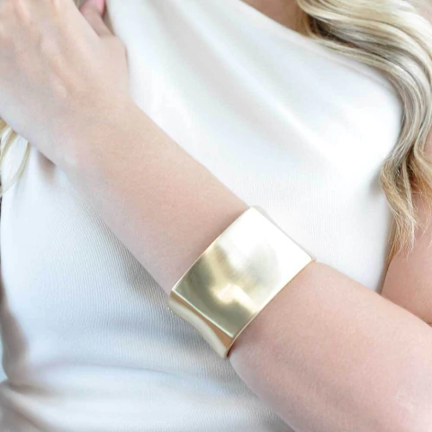 Bracelete Bijuteria Maxi Geométrico Escovado Pri Acessórios