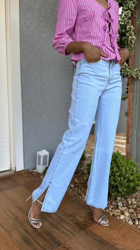 Calça Jeans Wide Leg Fenda 4729