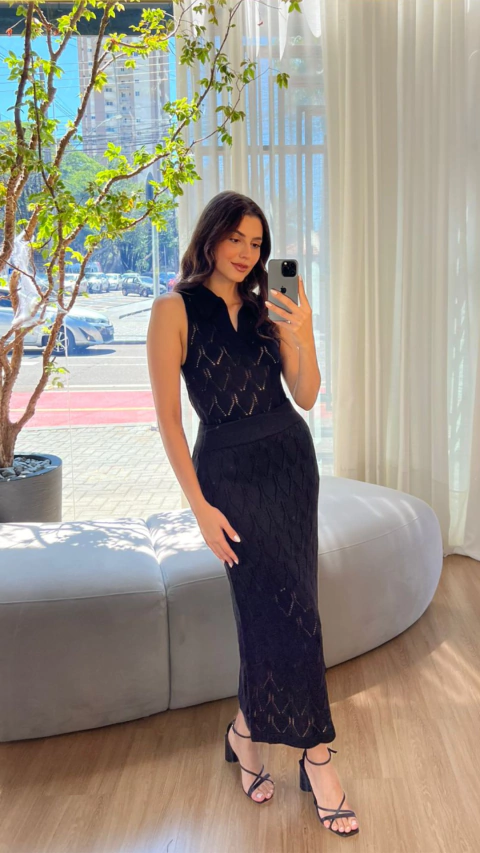 Conjunto de Blusa e Saia Tricô - comprar online