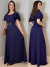 Imagem do Vestido Longo Feminino Premium Azul Marinho em Viscose Sarjada Forrado com Cinto e Manga Dupla Elegante