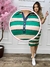 Vestido Midi Listrado com Bolso e Gola Polo ( Verde ) - Nyelle