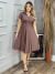 Vestido Midi Listrado Gola Polo Soltinho ( Marrom Claro ) - loja online
