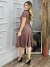 Imagem do Vestido Midi Listrado Gola Polo Soltinho ( Marrom Claro )