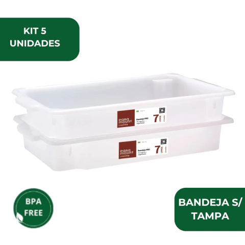 Kit 5 Bandeja Alimentícia N°2 7L Frigorifica Empilhar Multiuso 45X 28X 7,5CM