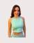 Top Cropped Glass| Linha Glass Signature| Leve brilho| Ajuste na cintura| Pool Blue