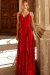 VESTIDO DE FESTA EM CHIFFON PLISSADO VERMELHO