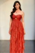 VESTIDO LONGO TOMARA QUE CAIA COM LEVE BRILHO TERRACOTA - Toth Store | Vestidos de Festa, Noivas Formandas, Madrinhas e convidadas de casamento