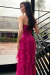 VESTIDO LONGO SAIA COM BABADOS FÚCSIA - comprar online