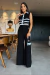 CONJUNTO CROPPED E CALÇA PANTALONA PRETO E BRANCO - loja online