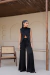 CONJUNTO CALÇA E BLUSA EM CREPE ACETINADO PRETO - comprar online