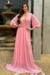 Imagem do VESTIDO LONGO GRACE ROSA COM FORRRO E MANGAS REMOVÍVEIS