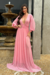 VESTIDO LONGO GRACE ROSA COM FORRRO E MANGAS REMOVÍVEIS - comprar online
