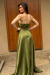 VESTIDO DE FESTA BARUERI VERDE OLIVA - comprar online