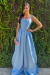 VESTIDO DE FESTA EM ZIBELINE COM ALÇAS LARGAS AZUL SERENITY - comprar online